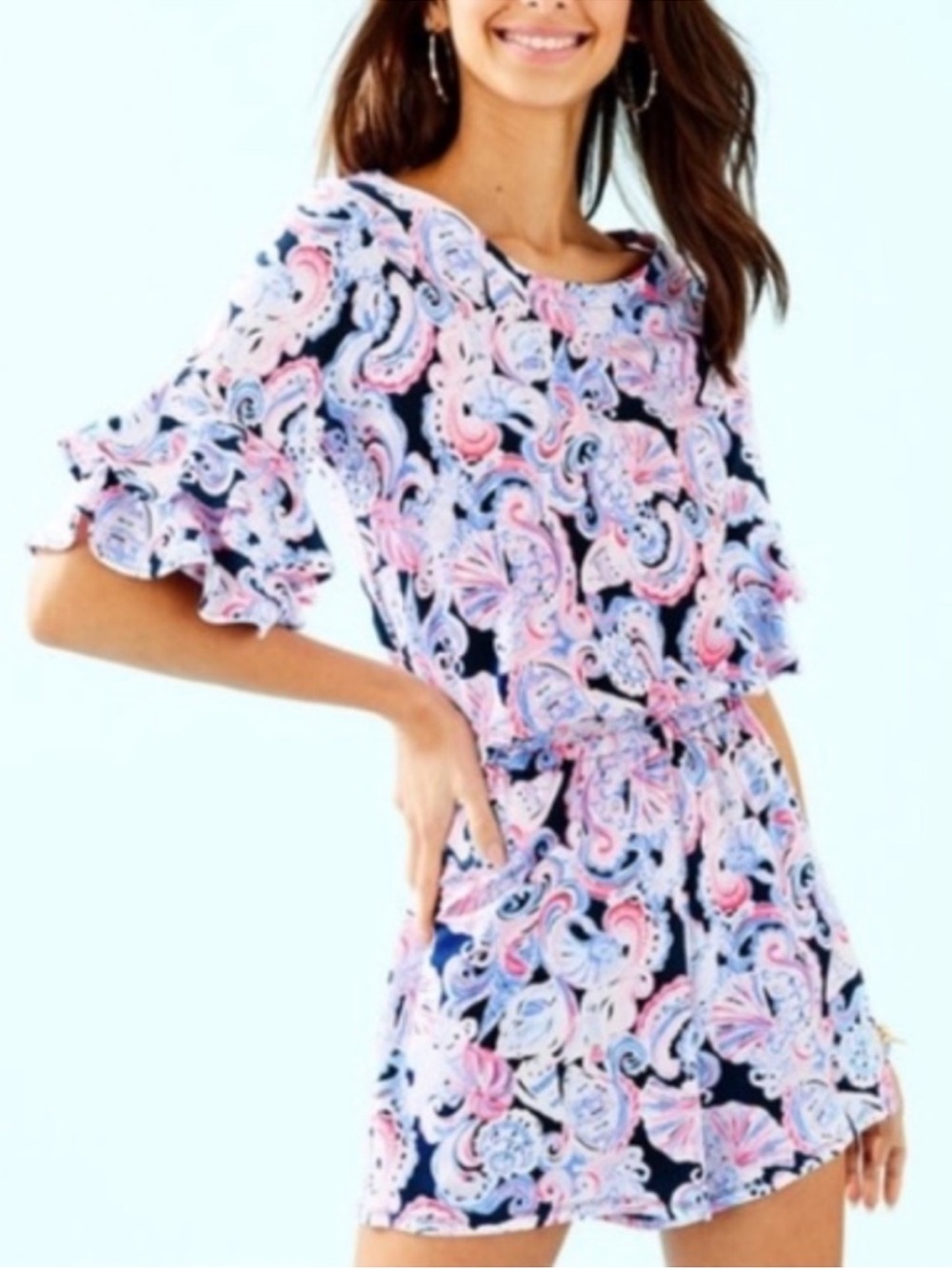 Lilly Pulitzer Lula High Tide Navy It’s For Shore Romper